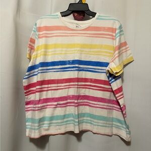 Kim Rogers Soft Peach and White Striped Top